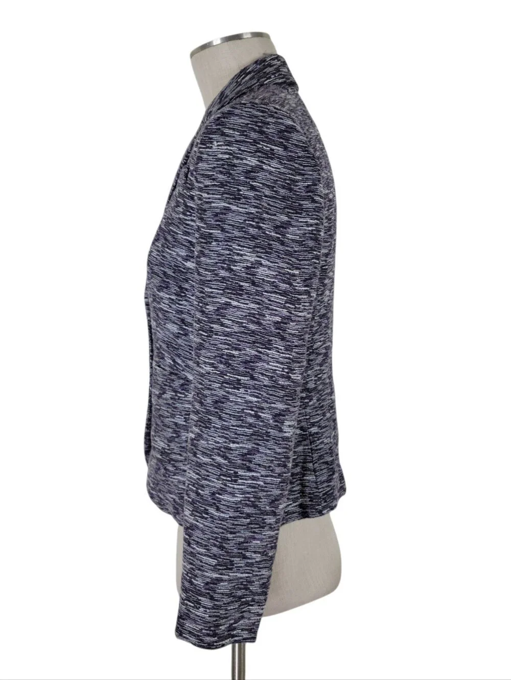 Calvin Klein Tweed Skirt Suit Size 6 Purple Black White Vented Cotton Linen Poly